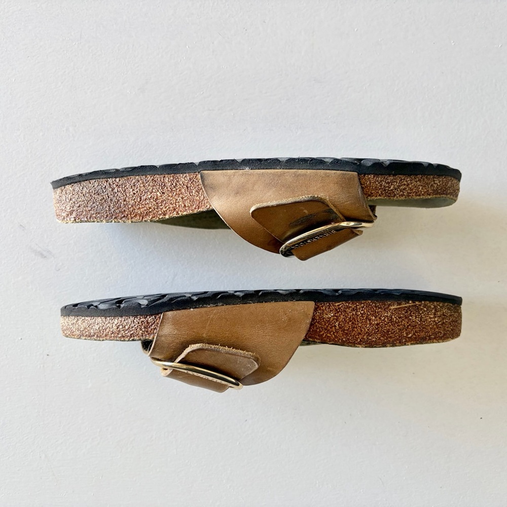 Birkenstock Brown Leather Sandals Gold Buckle Woman’s Size 40 Made in Germany - Picture 7 of 11